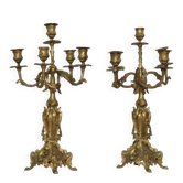 Pair of chiselled and gilded bronze candelabra from the 19th century.