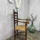 Old straw armchair