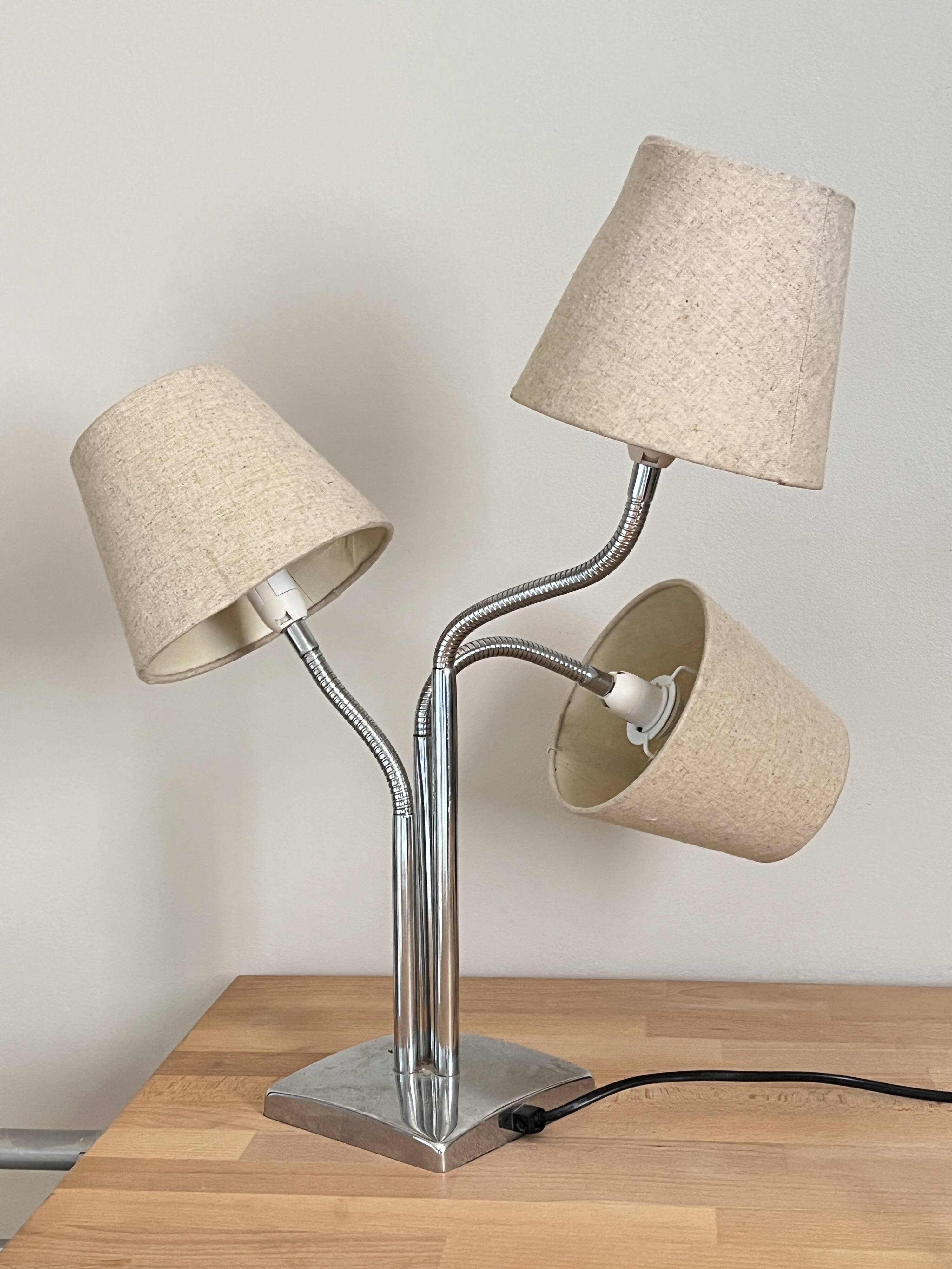 Vintage table lamp with 3 lampshades
