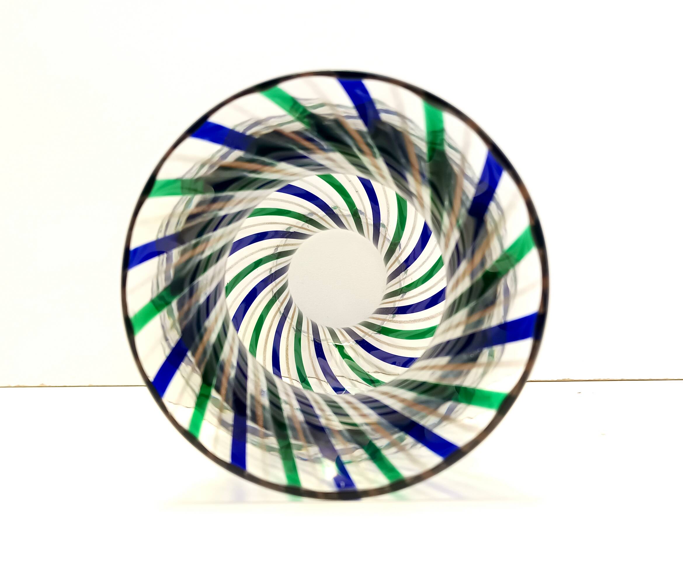 Green, Blue, Bronze and Clear Murano Glass Vase by Irene Paolo, Italy 1990s