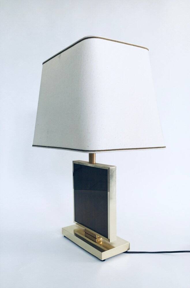 Hollywood Regency Style Gold Square Table Lamp, 1970s