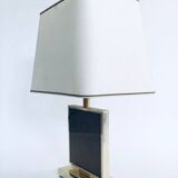 Hollywood Regency Style Gold Square Table Lamp, 1970s