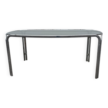 Vintage 70s smoked glass dining table