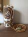 Vintage portable lamp with authentic seventies floral linen fabric.