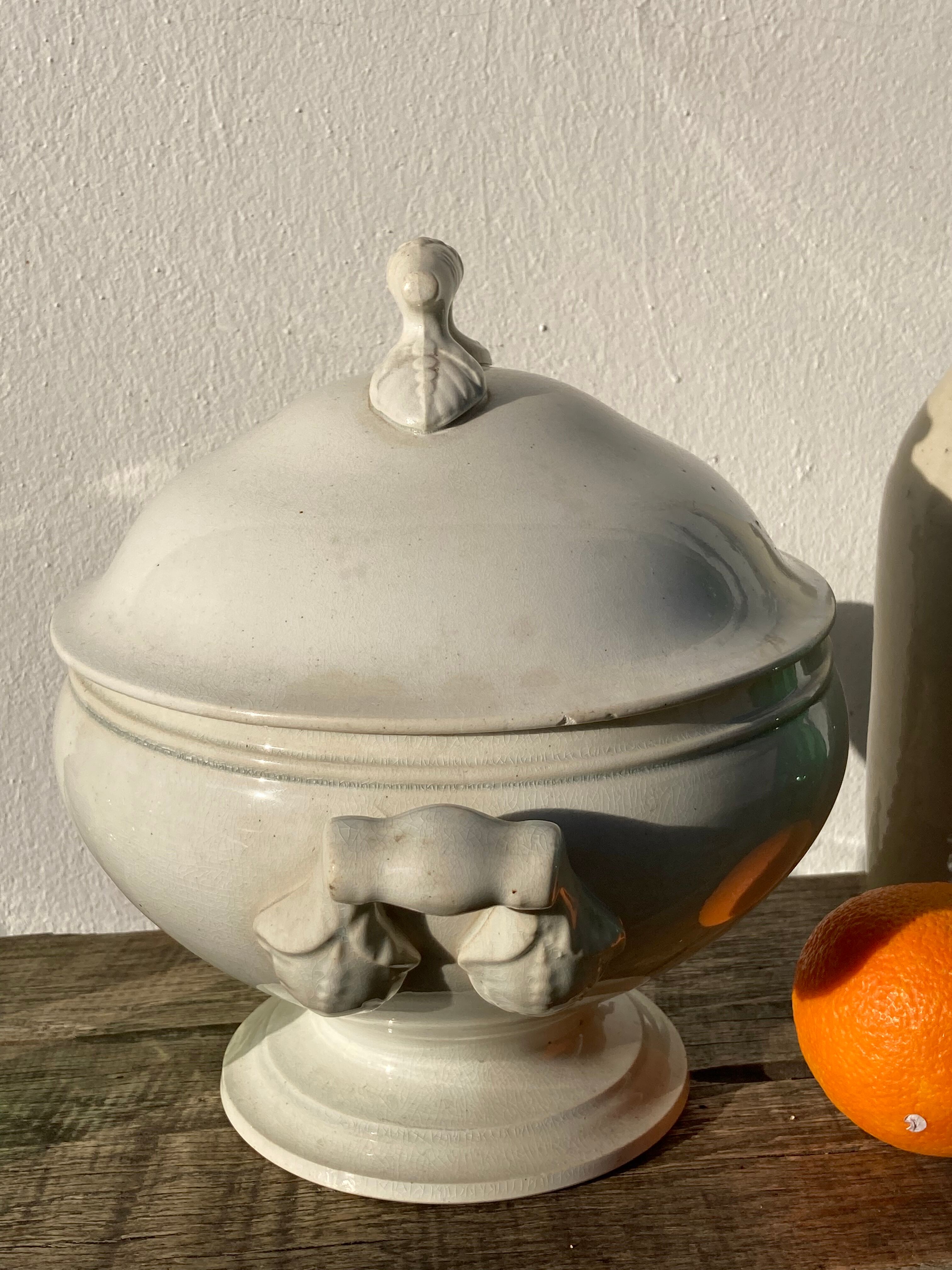 White earthenware tureen from Sarreguemines
