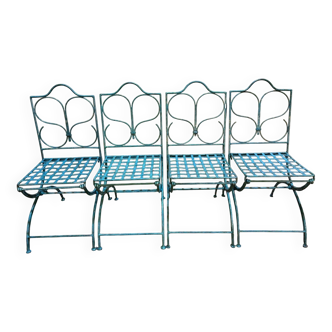 Set of 4 metal garden chairs
