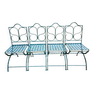 Série de 4 chaises de jardin en métal