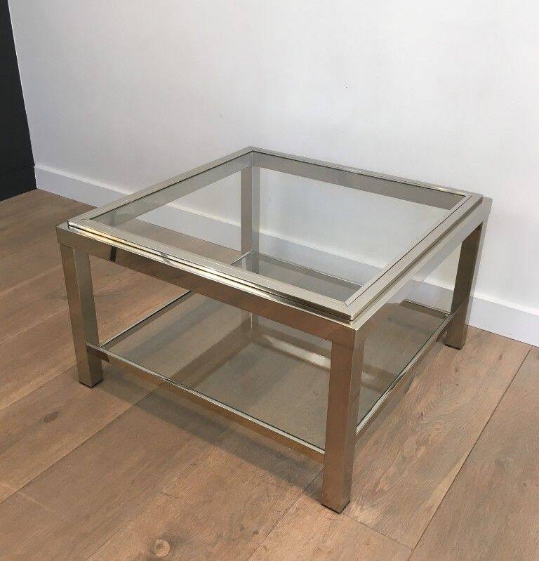 Pair of large chrome side tables