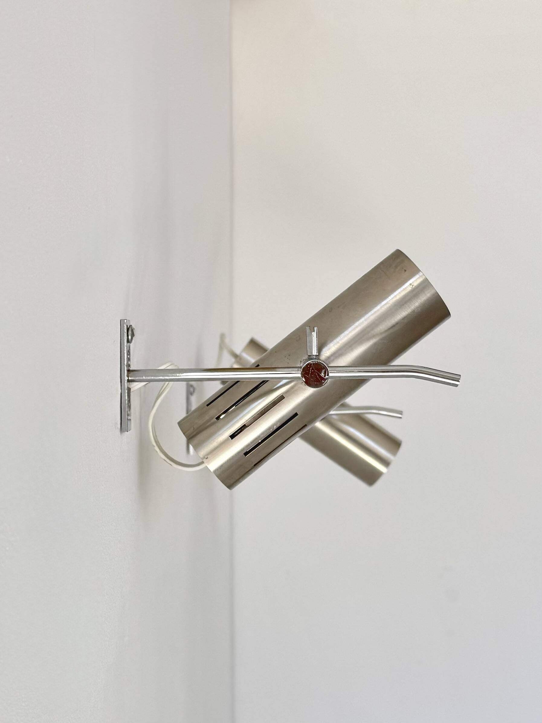 Pair of vintage wall sconces by Alain Richard, metal and aluminium, France.