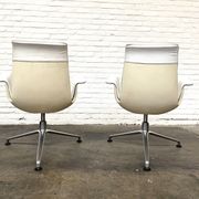 Vintage White Leather "Bucket Chair" by Fabricius and Kastholm for Kill international, set of 2.