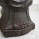 Paire chenets anciens fonte "roses de mai" cheminée antique andirons