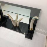 Versailles collection table console éléphant fausse défense ébène miroir verre années 1970