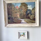 Antique painting of a forest landscape signed S.Gautier