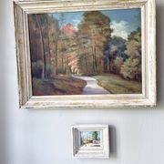 Tableau ancien paysage de forêt signé S.Gautier