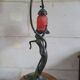 Art nouveau bronze lamp and glass paste
