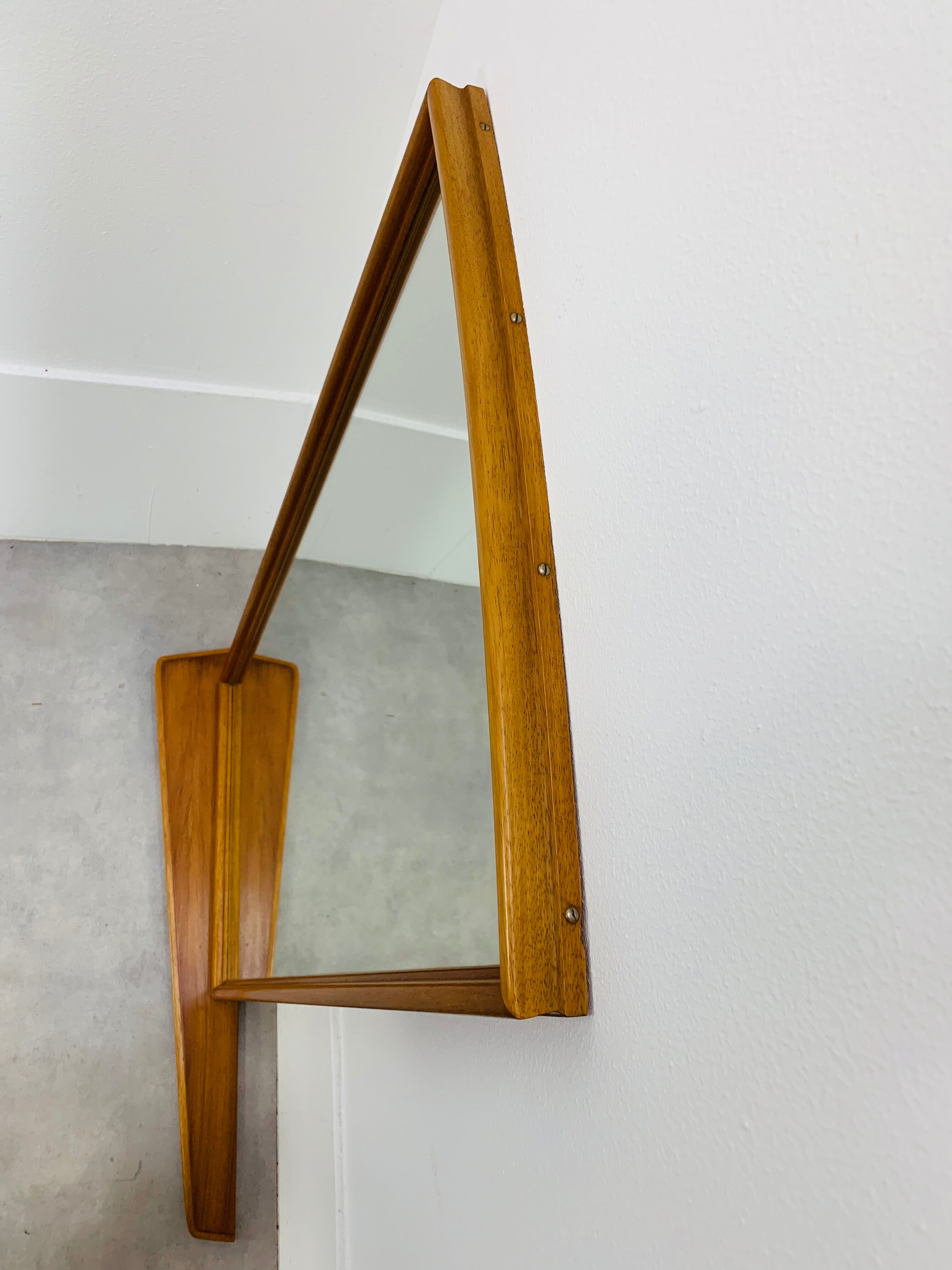 50s shelf mirror asymmetrical wood