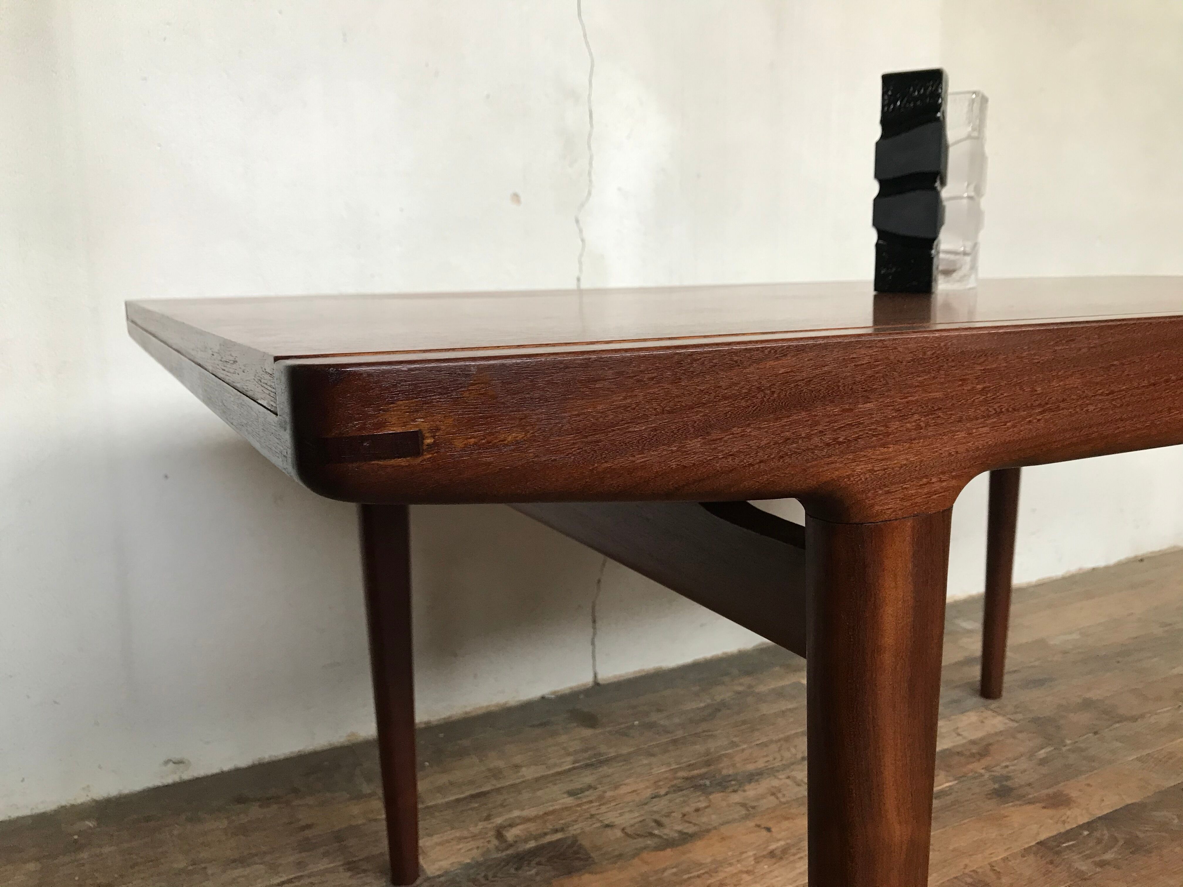 Authentic Scandinavian table teak design1950 1960 feet spindles