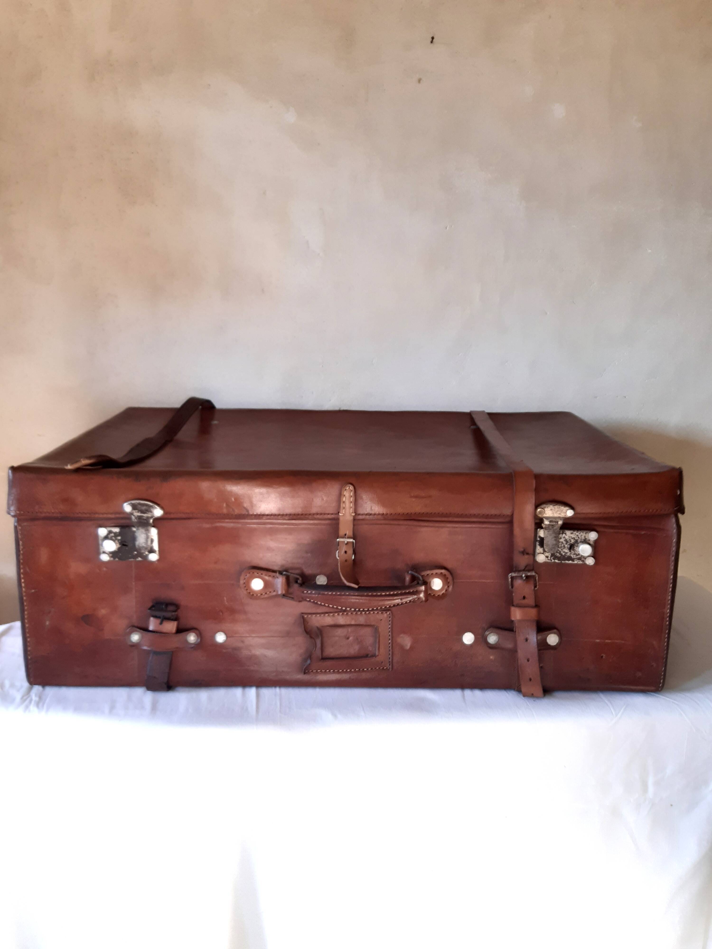 Large leather suitcase