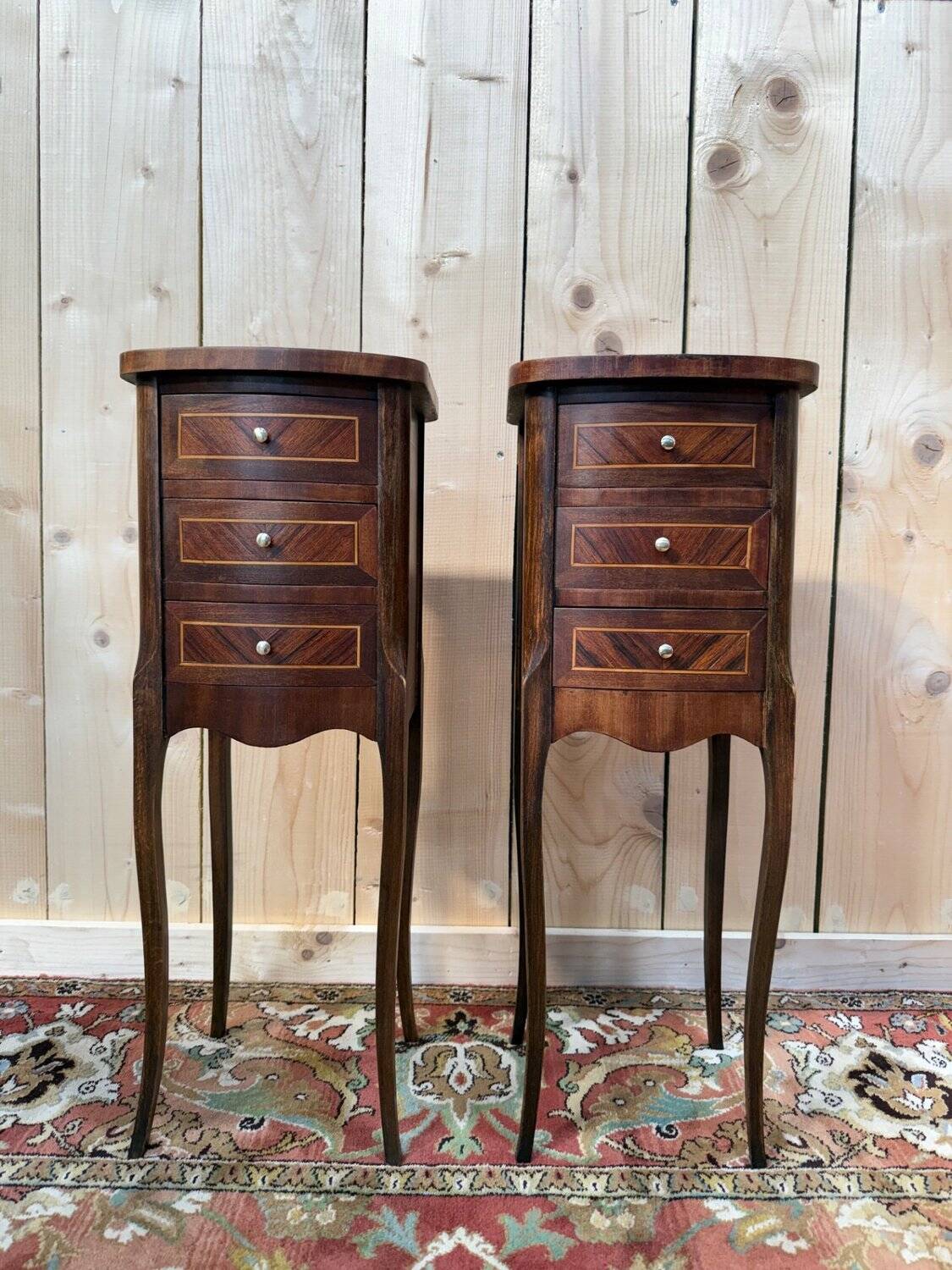 Pair of Louis XV bedside tables in marquetry