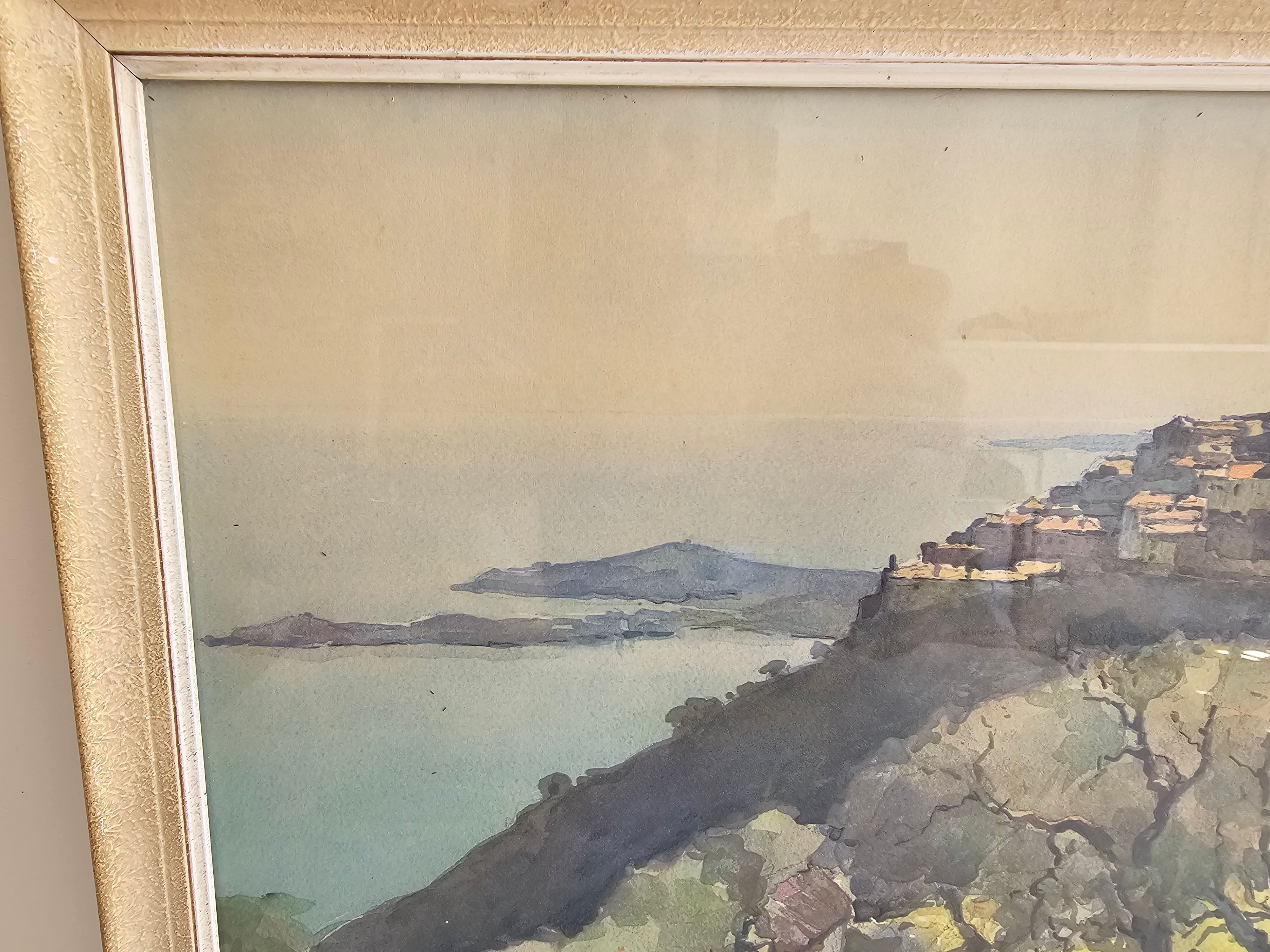 Old lithograph - Landscape Riviera Mediterranean Eze - A. Marc