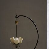 Mid-century glass and brass chandelier, model 501-3 by Stockmann, Finland, 1940s.