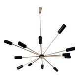 Lampadario Sputnik in ottone – 10 punti luce, Italia, anni ’60 – Originale