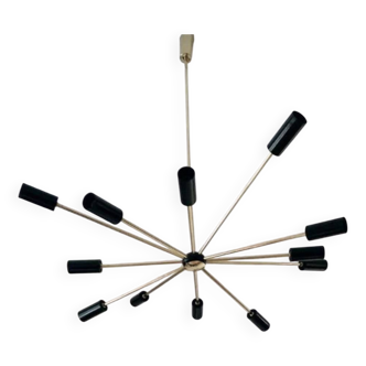 Lampadario Sputnik in ottone – 10 punti luce, Italia, anni ’60 – Originale