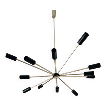 Lampadario Spoutnik en ottone – 10 points luce, Italie, années 60 – Originale