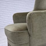 1970s, Danish highback armchair, green furniture velour.