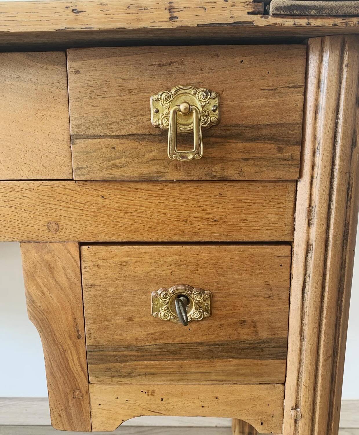 Old restored wooden desk