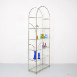 Hollywood regency style brass and glass showcase, 1970's