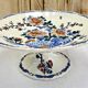 Compotier fruit cutters on pedestal Gien rooster and peonies 1938 1960