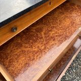 Commode en noyer et marbre noir, XIXème siècle