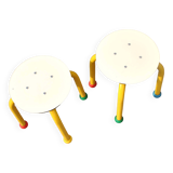Set of 2 vintage children's stools in playful tubular metal produced by MMO Paris in 1999