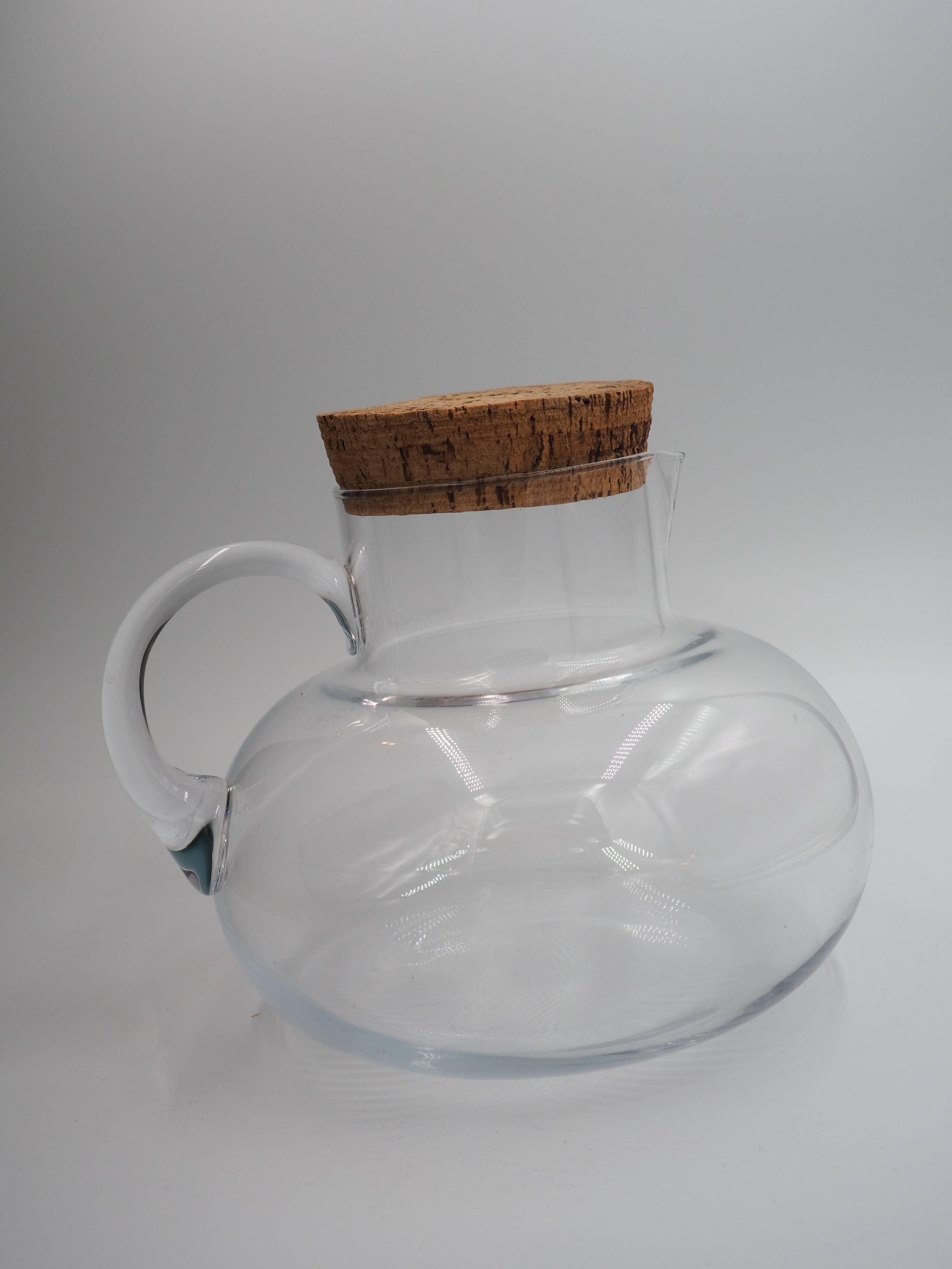 Round glass carafe with cork stopper