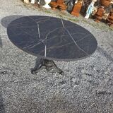 Table guéridon de bistrot pietement fonte et plateau effet marbre