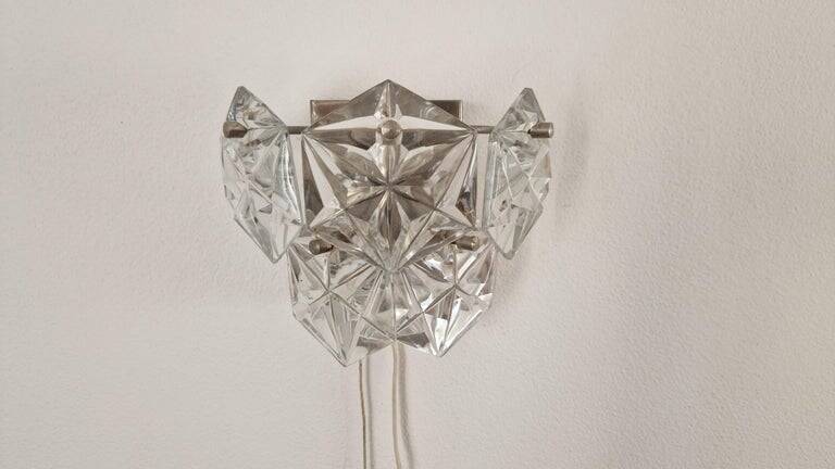 Rare Midcentury Glass Wall Lamp in Style of Kinkeldey, 1960s.