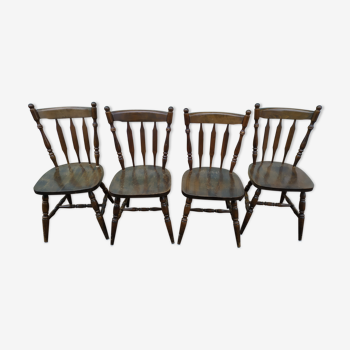 set of 4 dark wood bistro chair -