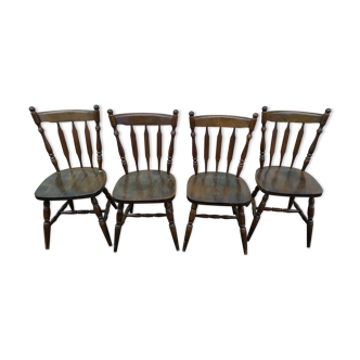 Lot de 4 chaise de bistrot bois foncé