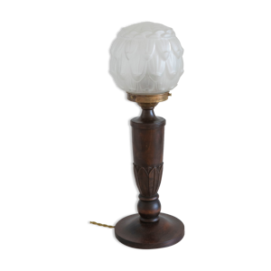 Lampe torche vintage bois et verre