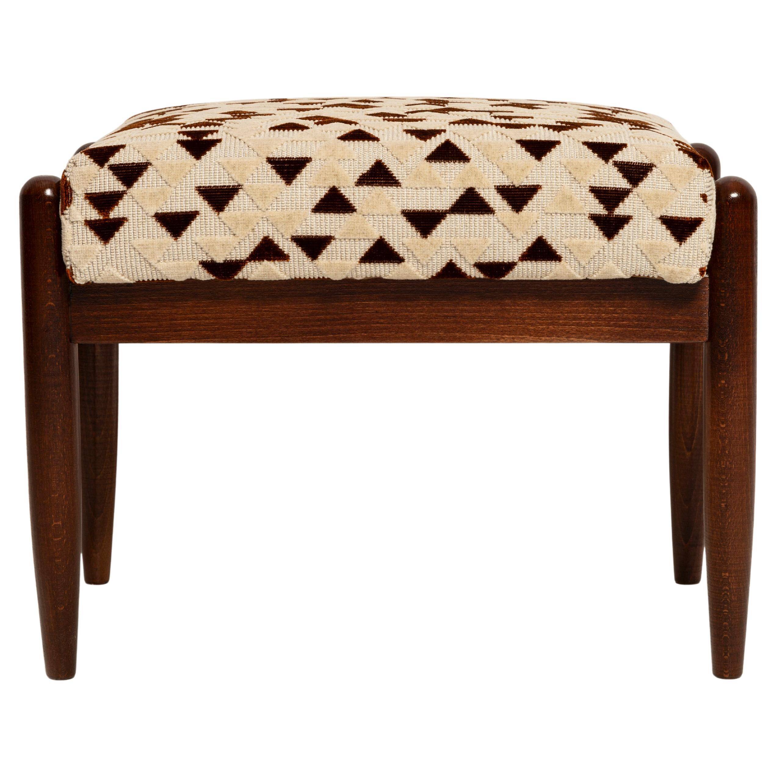 Mid Century GFM stool in Jacquard pattern by Dedar, E. Homa, Europe, 1960s