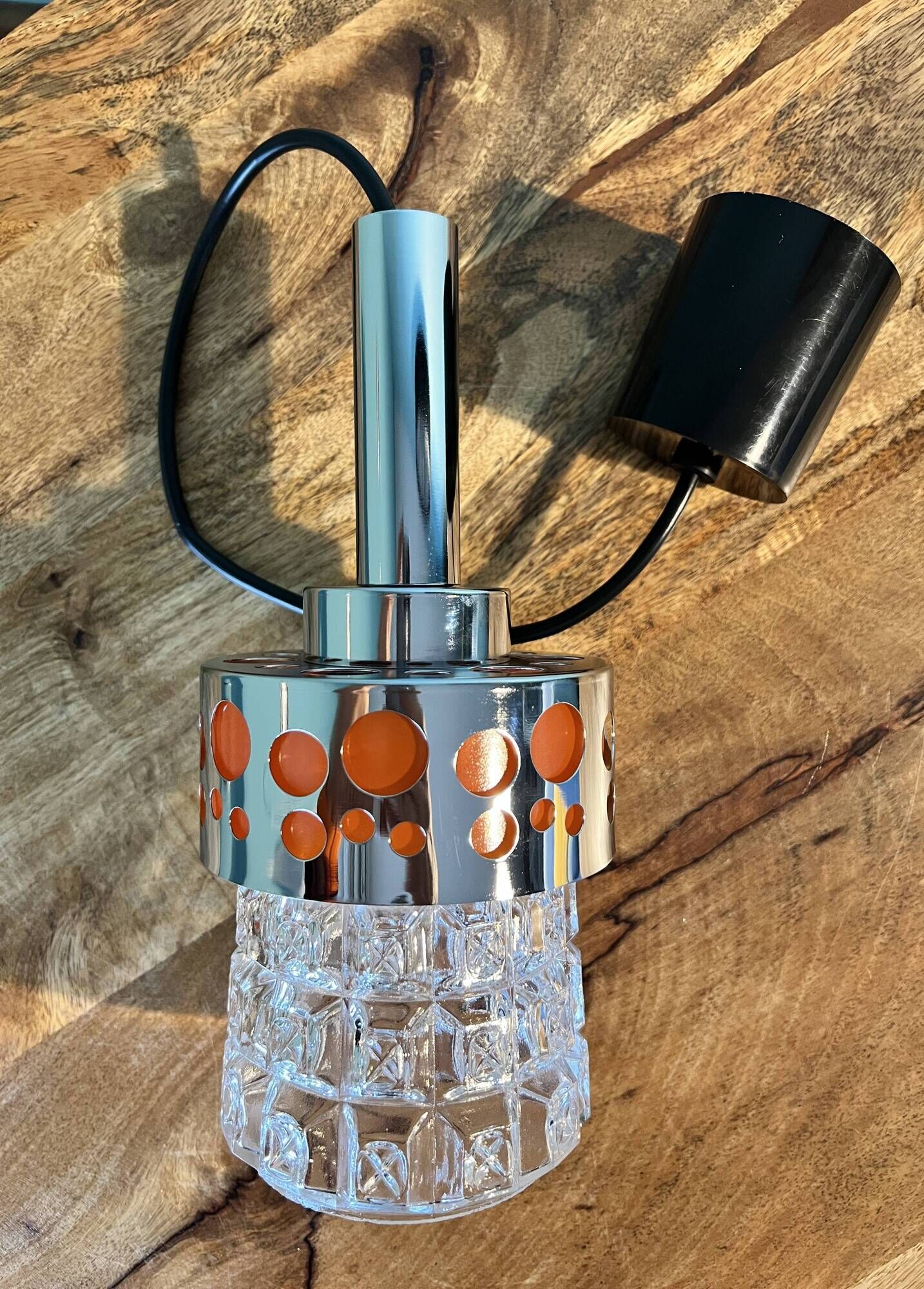 Art deco lamp / glass shade from the 1960s / ceiling pendant lamp for home decor