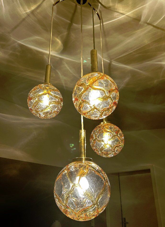 Suspension en verre vintage de Doria, années 1970.