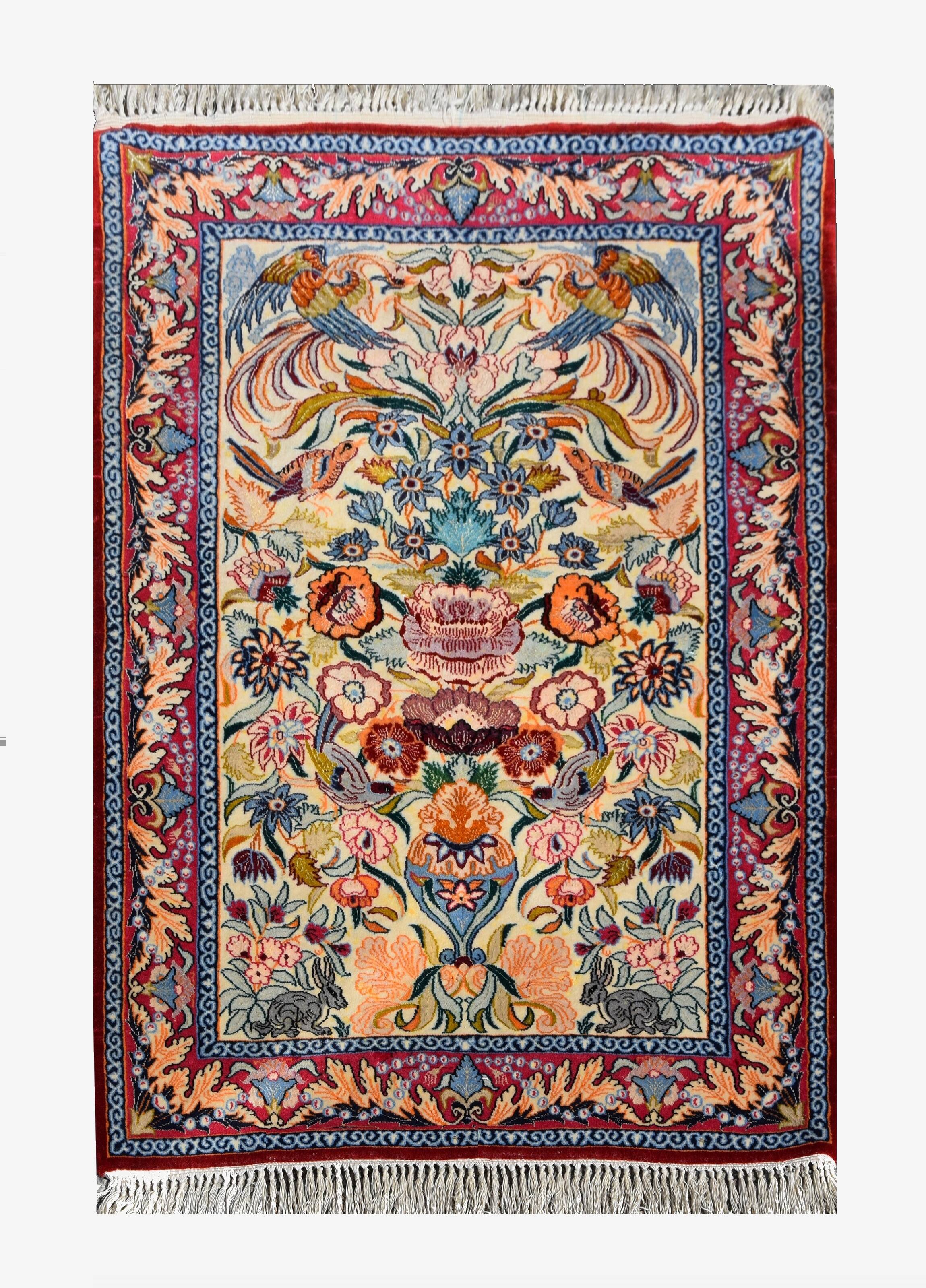 Oriental Rug Iran Isfahan 0.74X 1.08 M - Wool and Silk