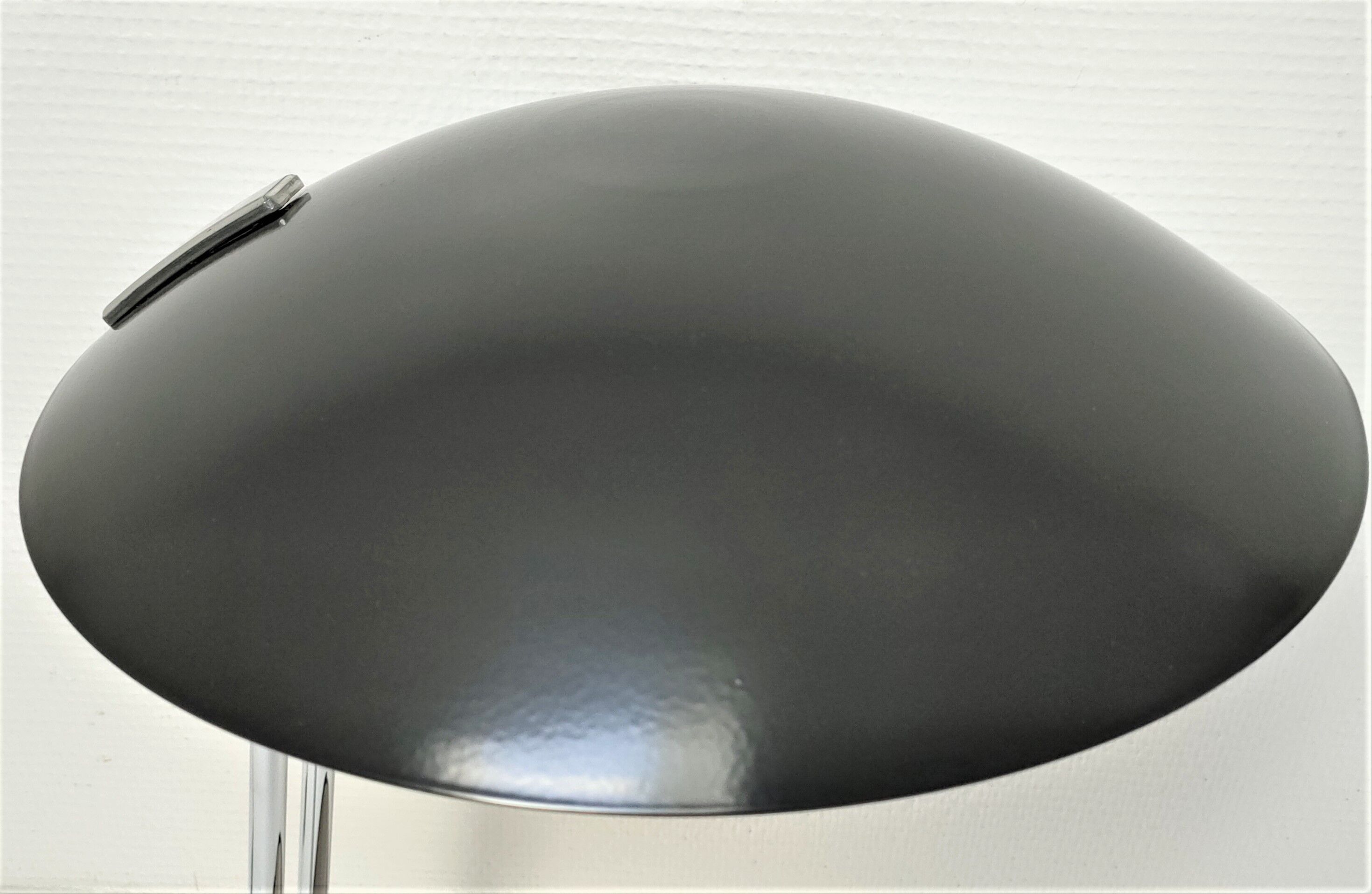 Aluminor lamp chrome metal and matt black design 80s
