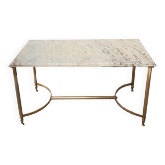 Table basse en laiton et marbre