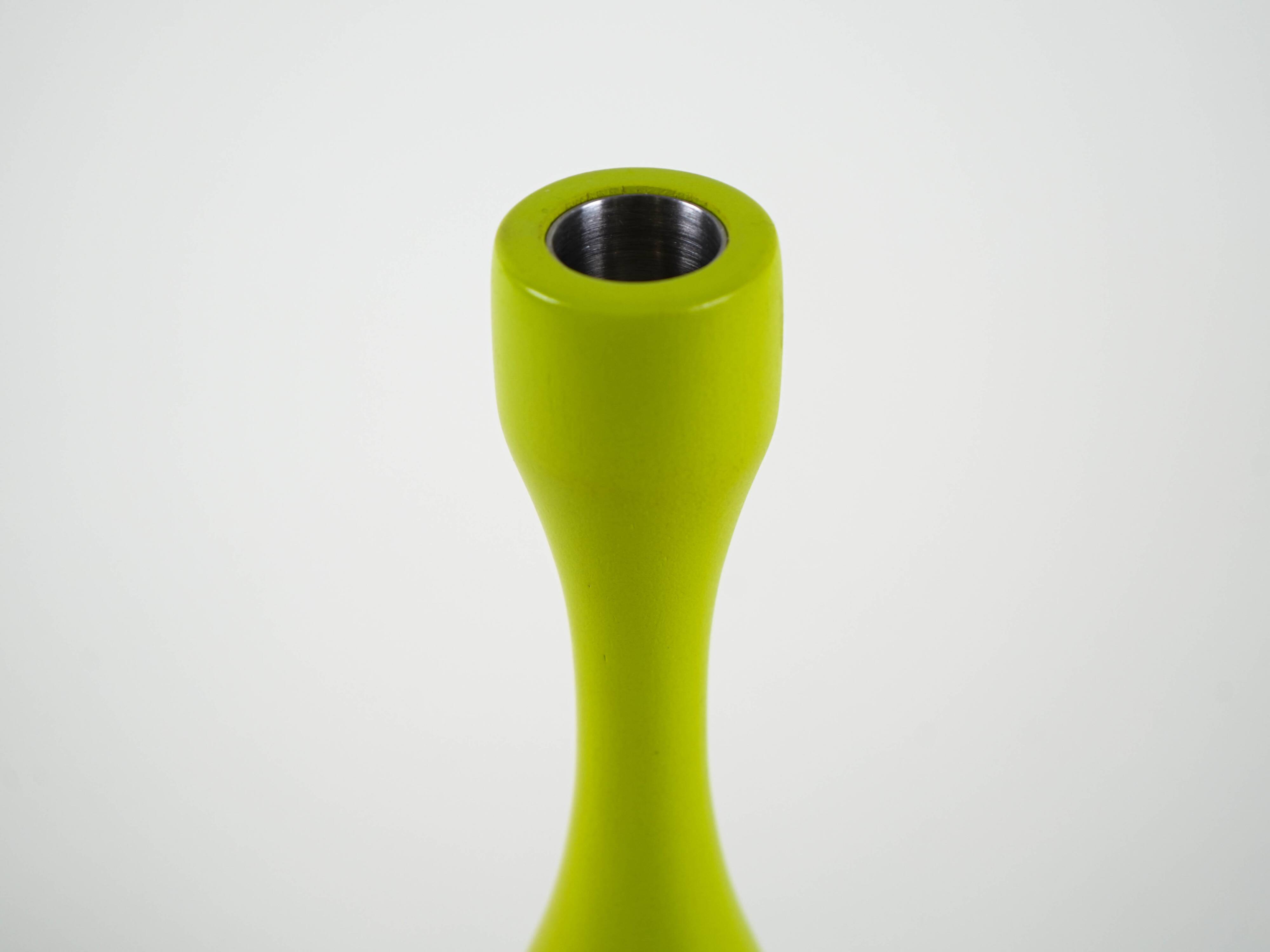 Lime-coloured candlestick, Danish design, 1970s, made in Denmark