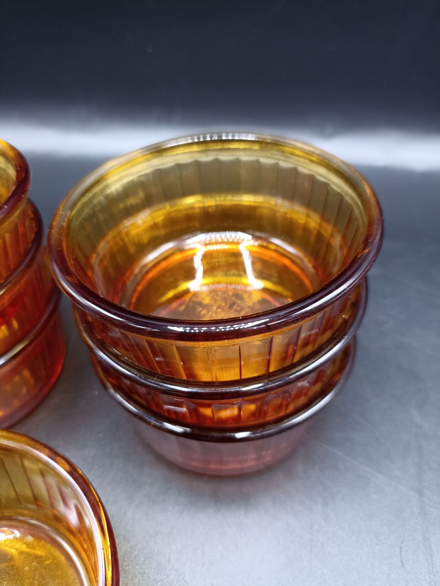 7 duralex amber glass ramekins