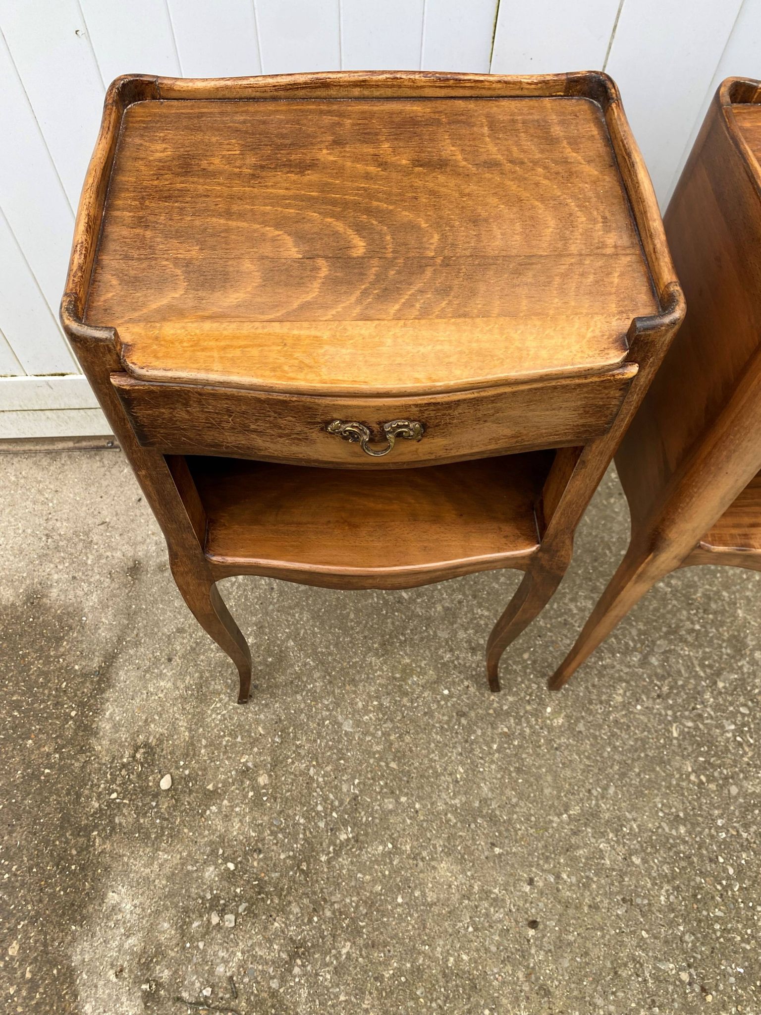 Pair of bedside tables with 1 drawer and a niche, Louis XV style
