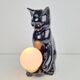 Mid-Century Cat Sphere Table Lamp in Ceramic and Opal Glass, 1970s